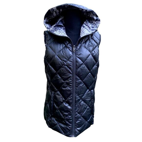 Gerry Reversible Hooded Black & Gray Plaid Sleeveless Quilted Vest Size Medium - Picture 5 of 6